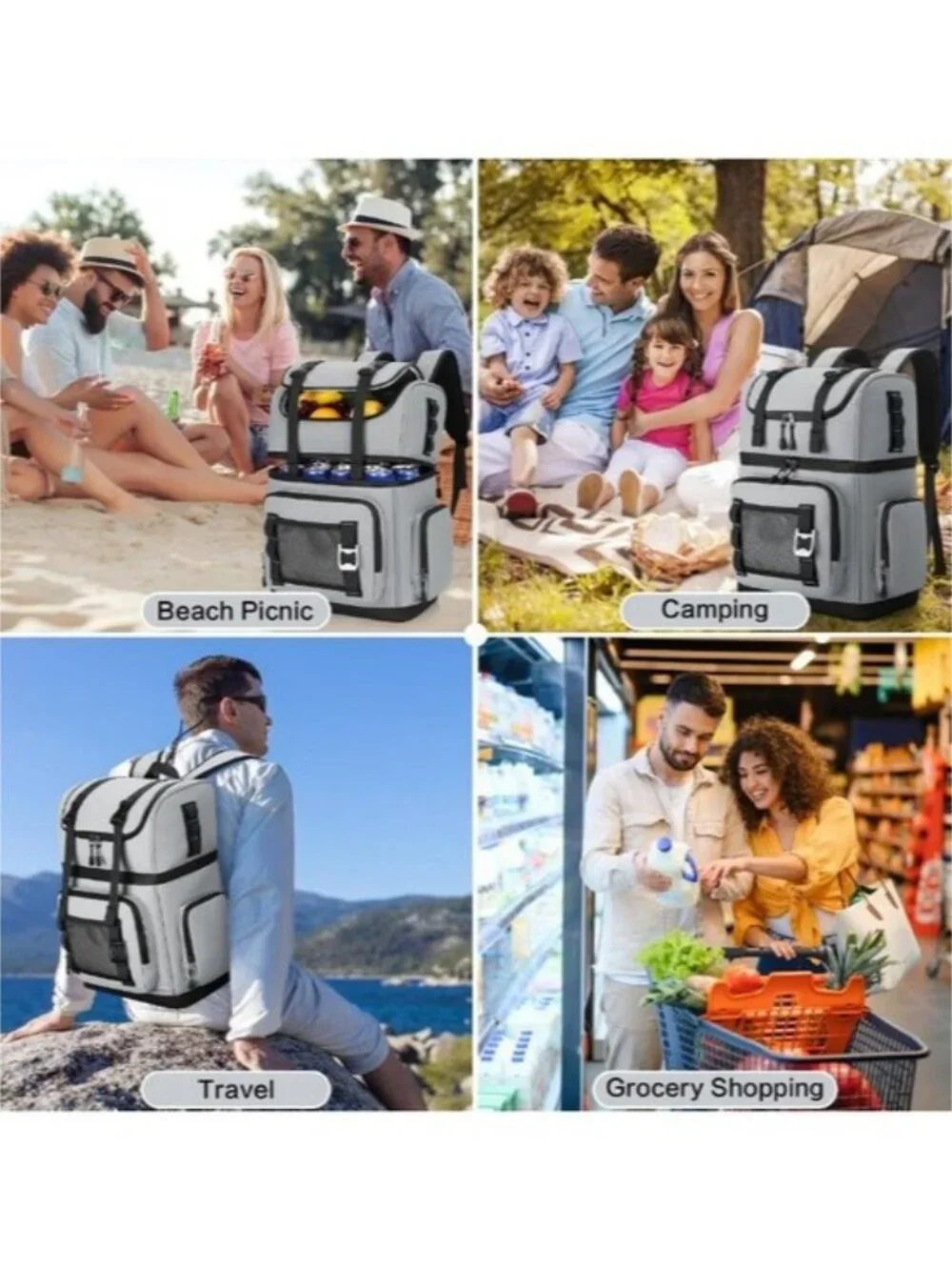 Large Cooler Backpack Insulated Waterproof Double Decker Leak Proof for Beach